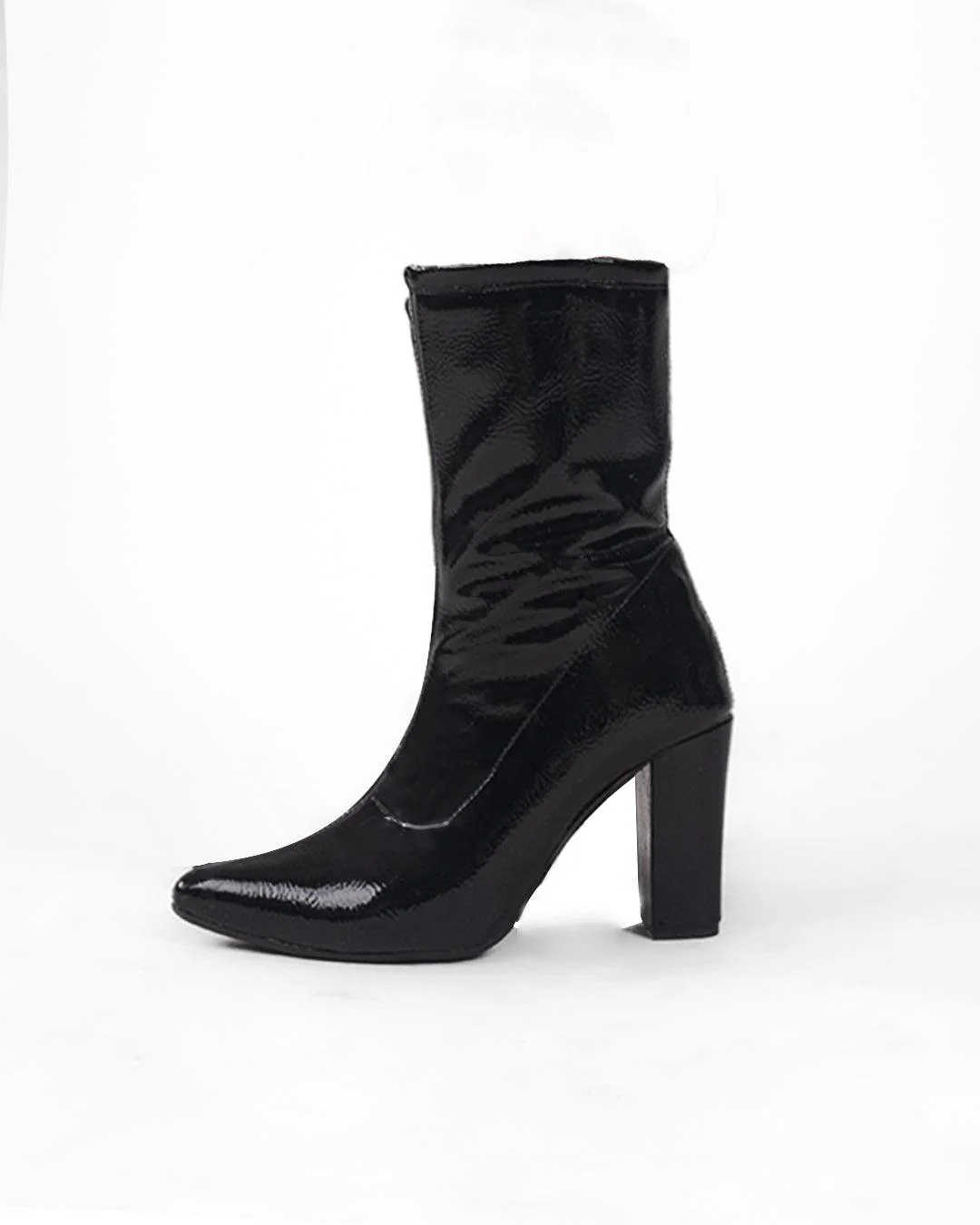 Ankle Boots High Chunky Block Heel Mid Calf Boots - Image 3