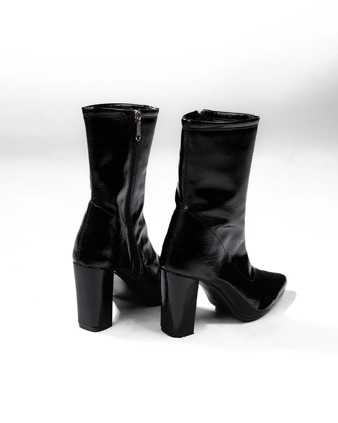 Ankle Boots High Chunky Block Heel Mid Calf Boots - Image 5
