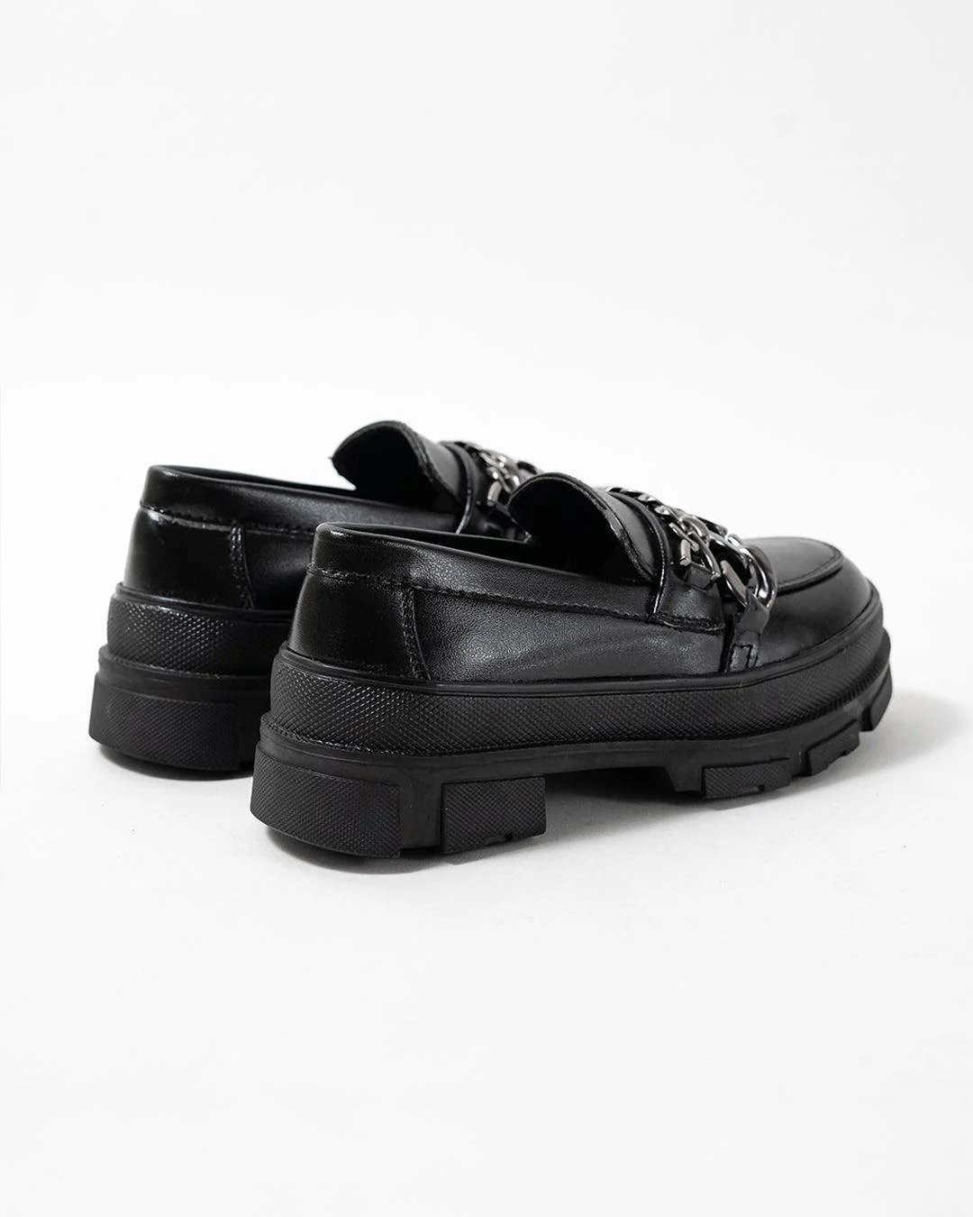 Back to School Black Platform Loafers with Chain - Image 5