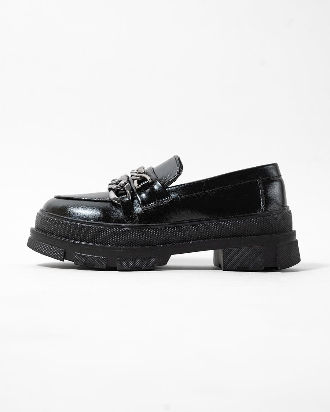 Back to School Black Platform Loafers with Chain - Image 7
