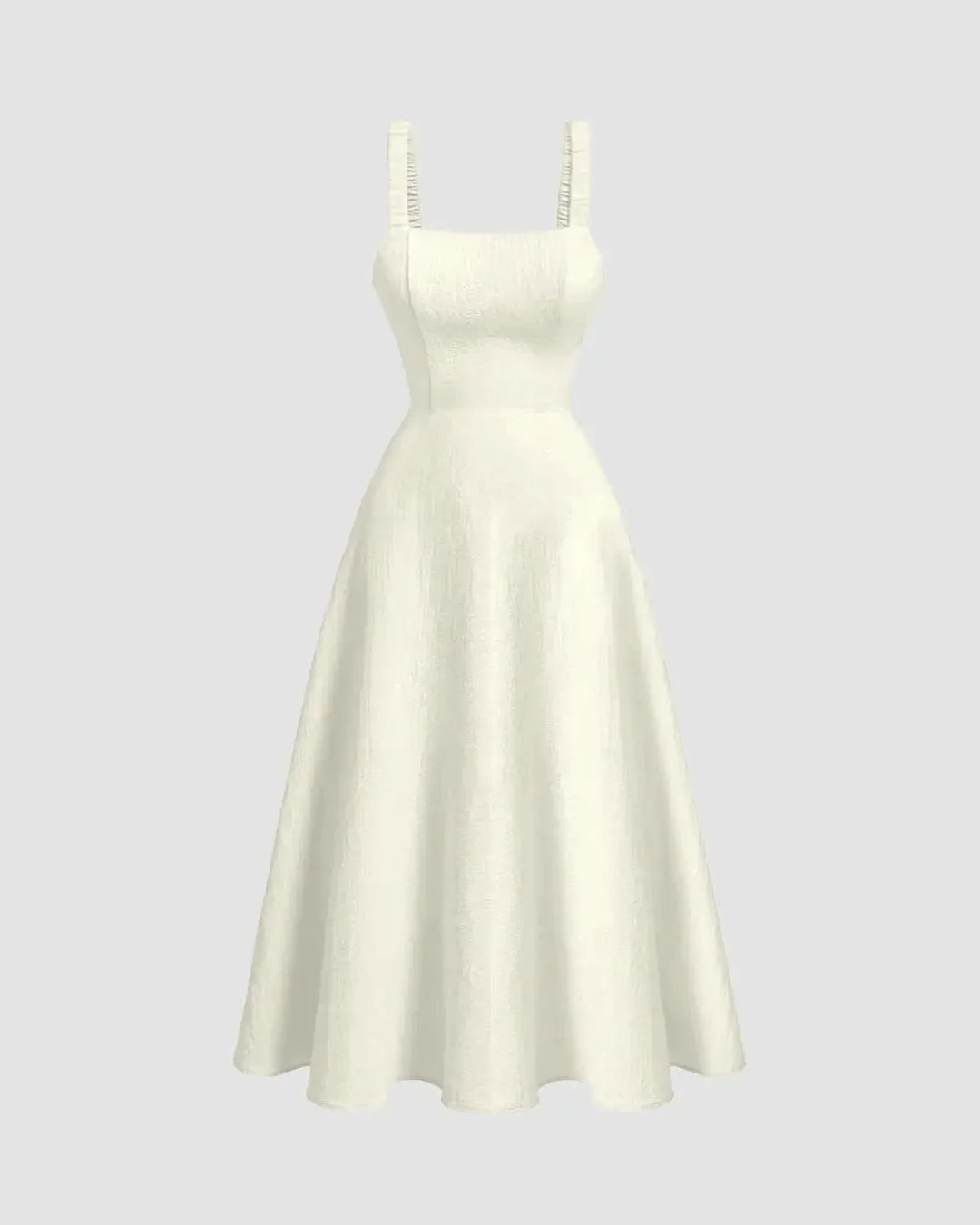 Backless Criss-Cross Bow Design Flared Dress In Off-White - Image 3