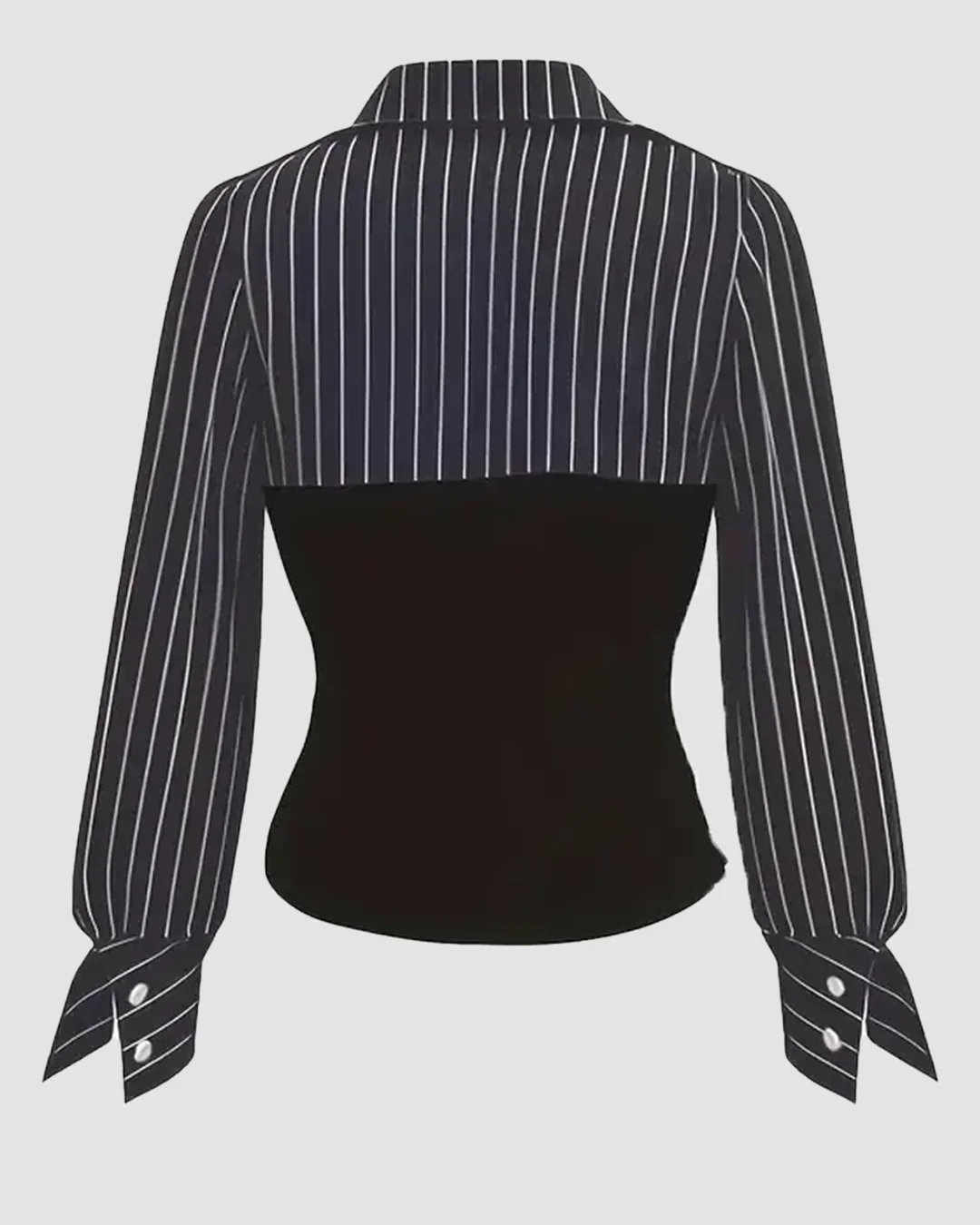 Black Striped Corset Fitted Shirt - Image 3