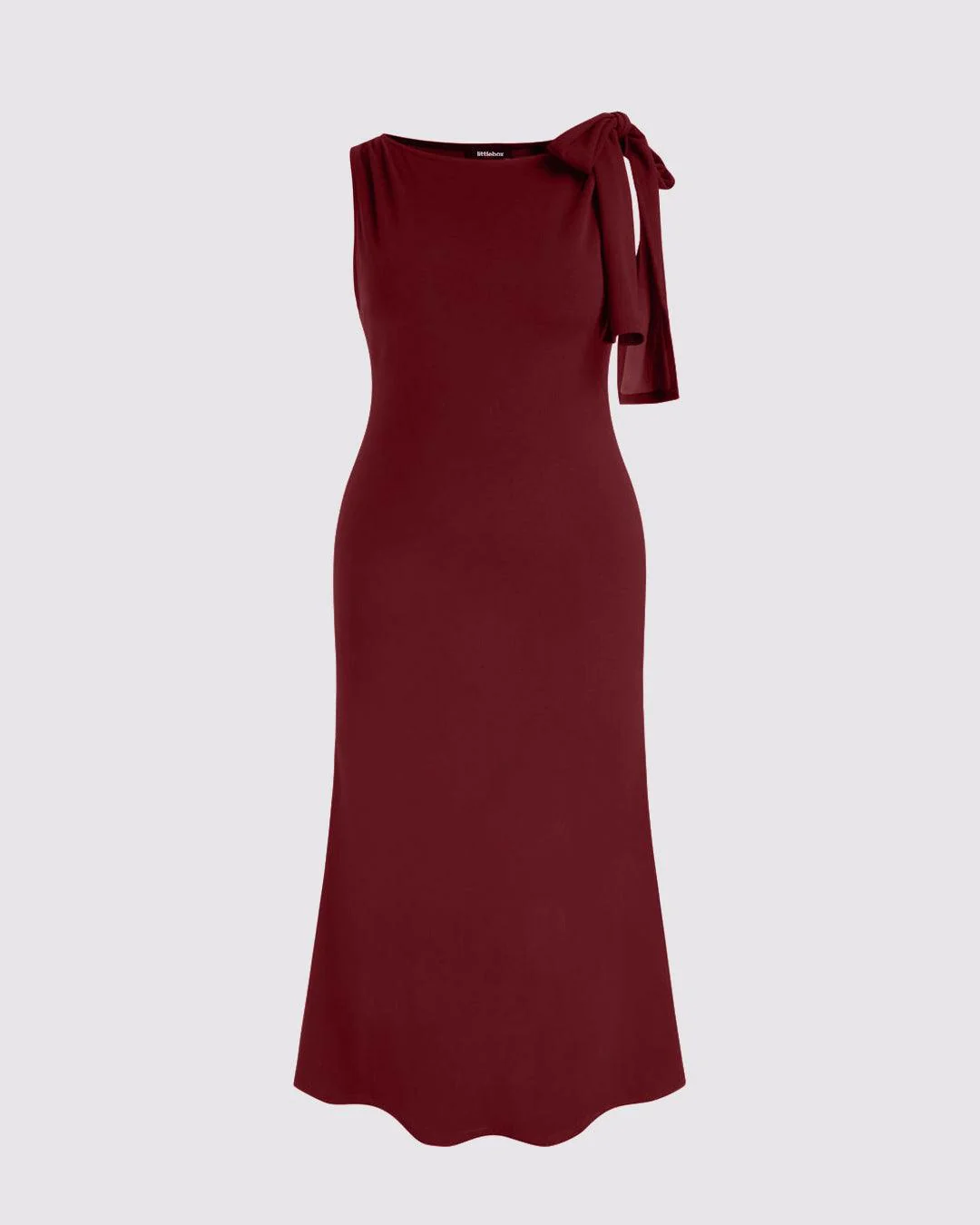 Boat Neck Solid Bowknot Maxi Dress Curve & Plus In Maroon - Image 3