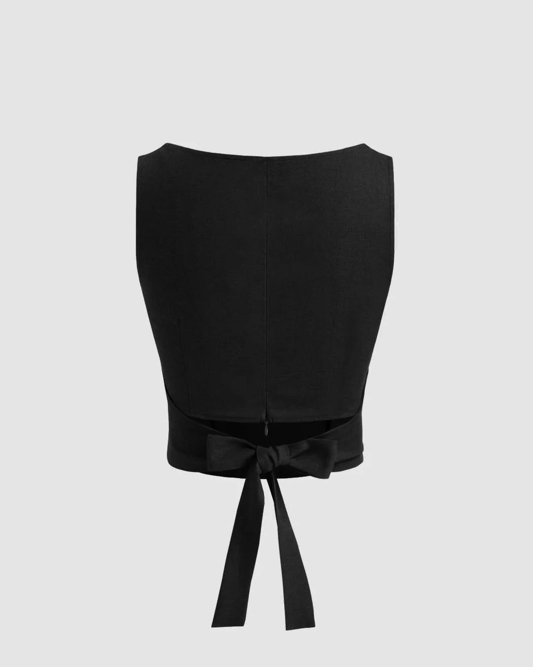 Boat Neckline Solid Knotted Crop Top With Low Rise Solid Mini Skirt In Black - Image 4