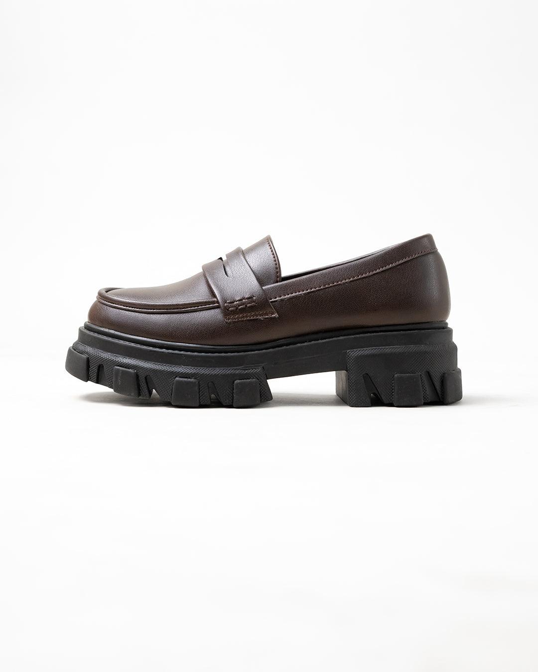 Chunky Sole Casual Loafers In Brown - Image 4