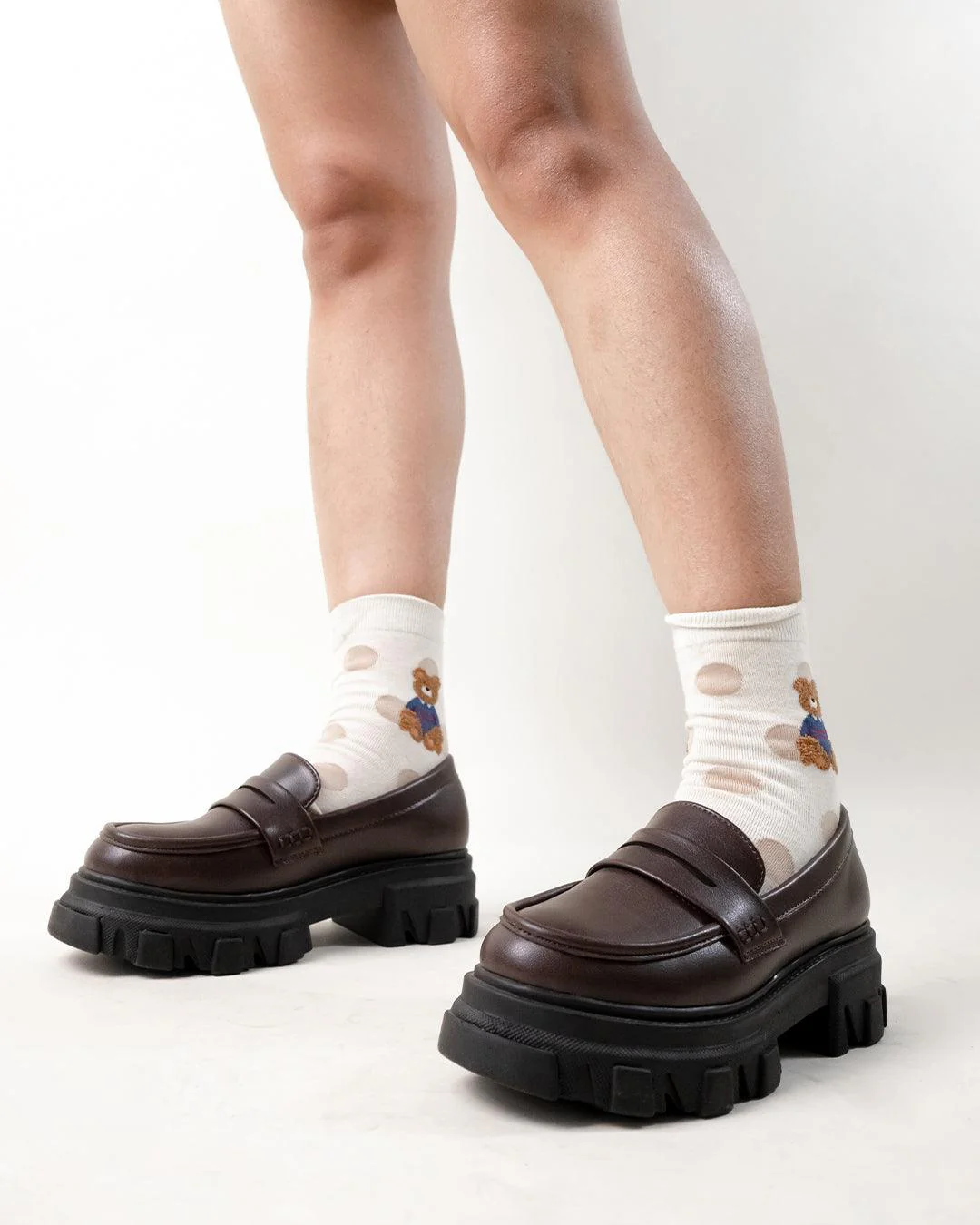 Chunky Sole Casual Loafers In Brown - Image 8