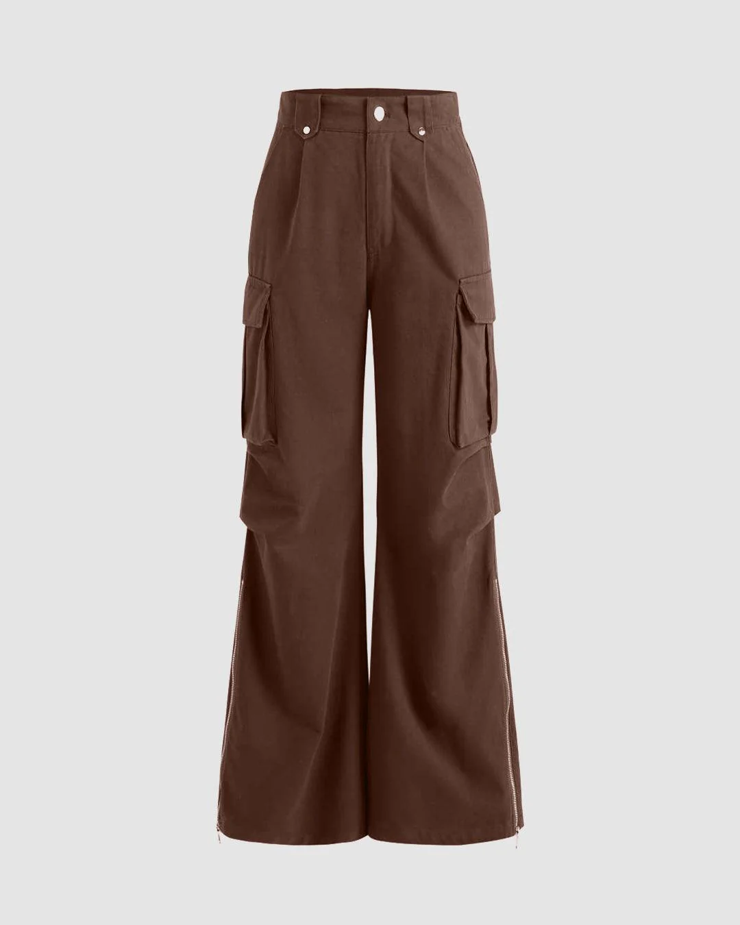 Combo : Y2K Baggy Fit Women Cargo In Brown & Solid Color Women Y2K Cargos In Off White - Image 4
