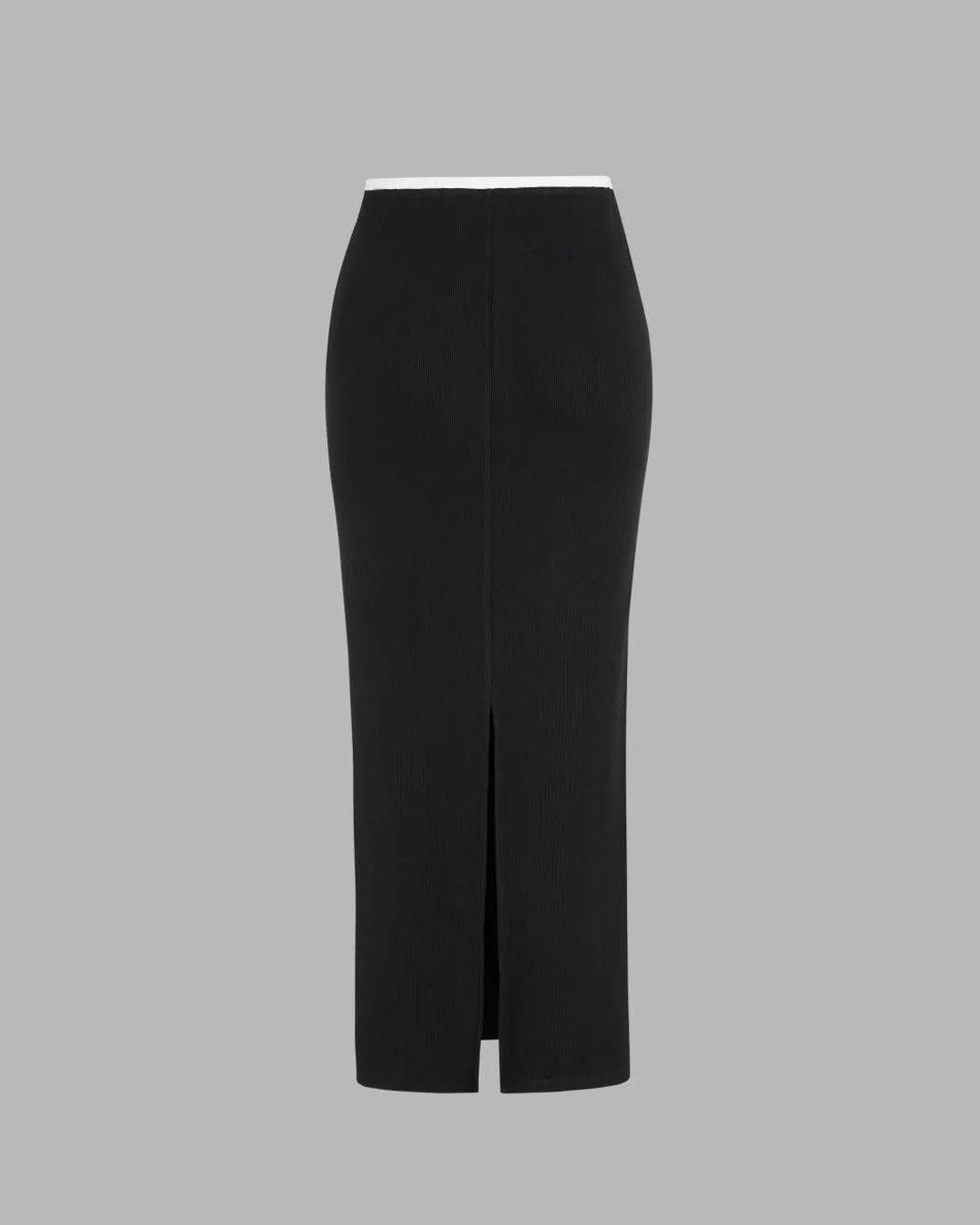 Contrasting Binding Crop Top & Piping Knitted  Ruched Maxi Skirt - Image 6