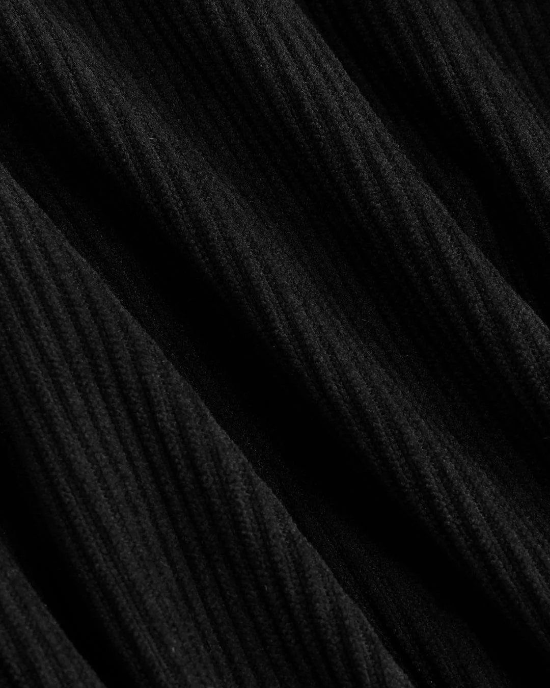 Corduroy Solid Collar Black Mini Dress - Image 4