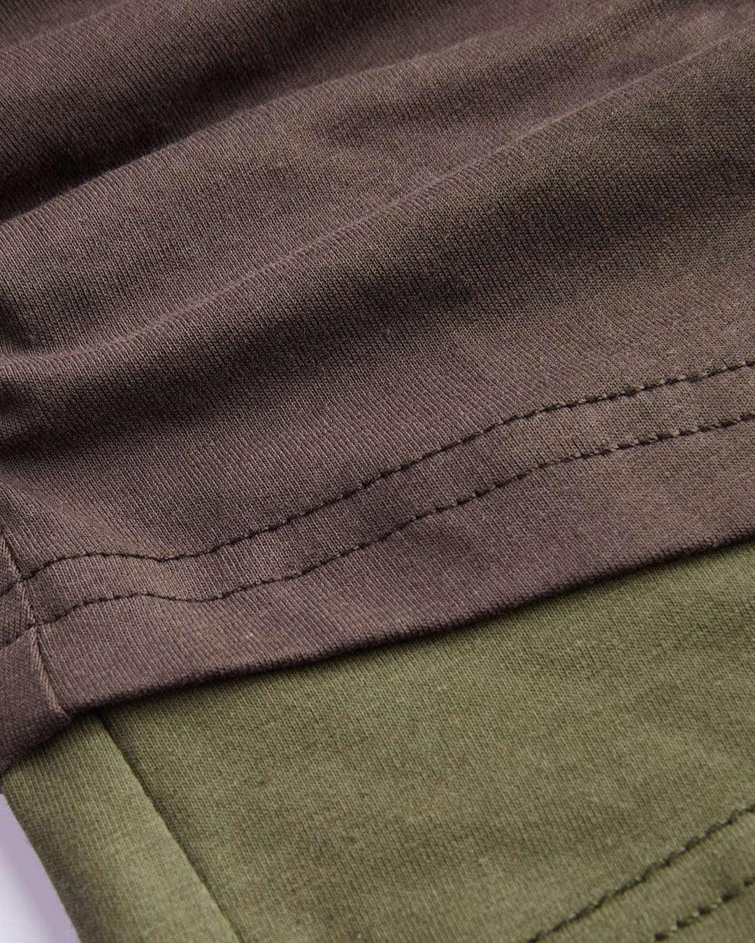 Halter Neckline Long Sleeve Top In Chocolate Brown & Avocado - Image 4