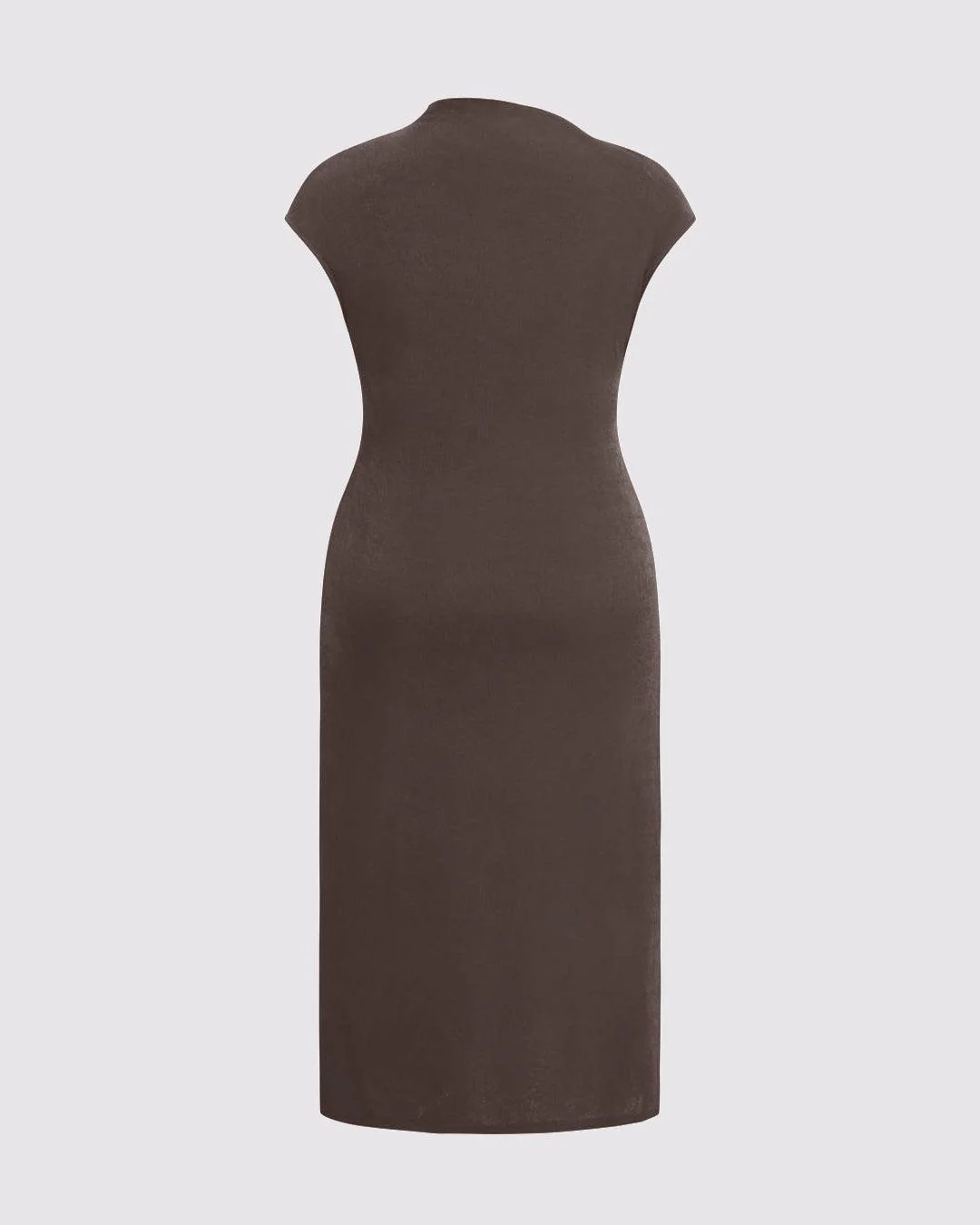 High Neck Twist Ruched Split Maxi Dress Curve & Plus In Coco Brown - Image 4