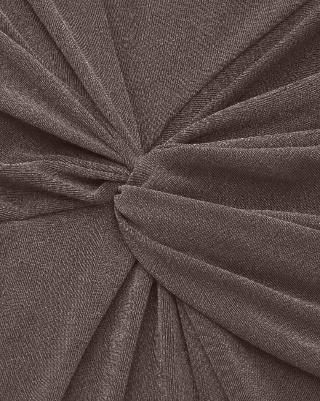 High Neck Twist Ruched Split Maxi Dress Curve & Plus In Coco Brown - Image 5