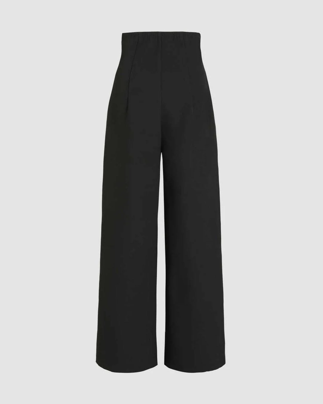 High Waisted Structured Pleated Wide Leg Trousers in Black - Image 3