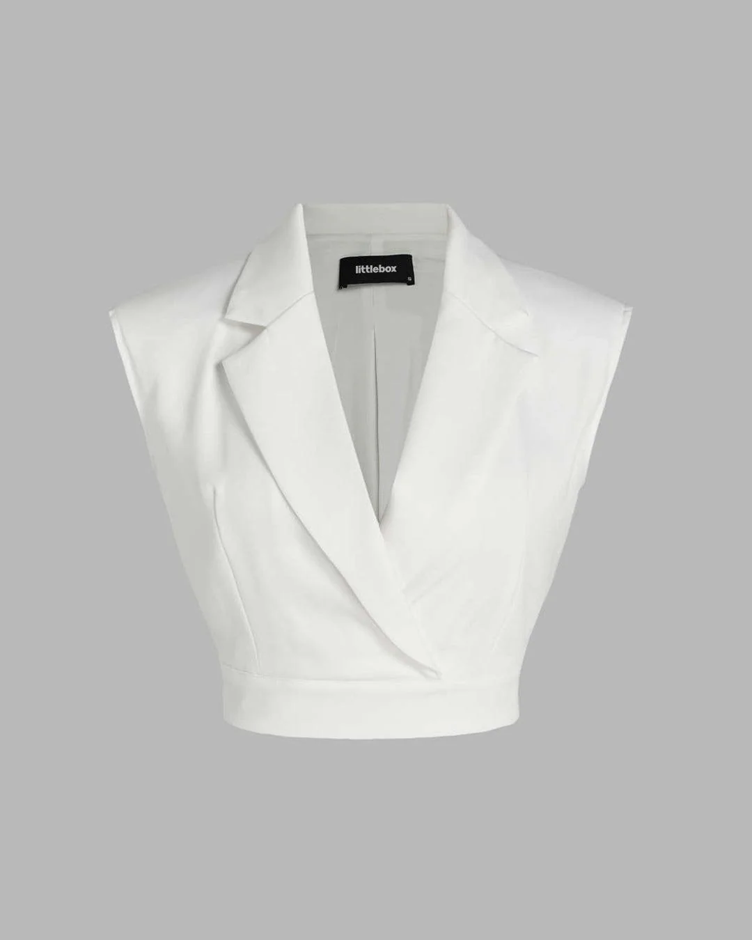High Waist Pleated Pants With Tailored Vest Style Top In White - Image 3