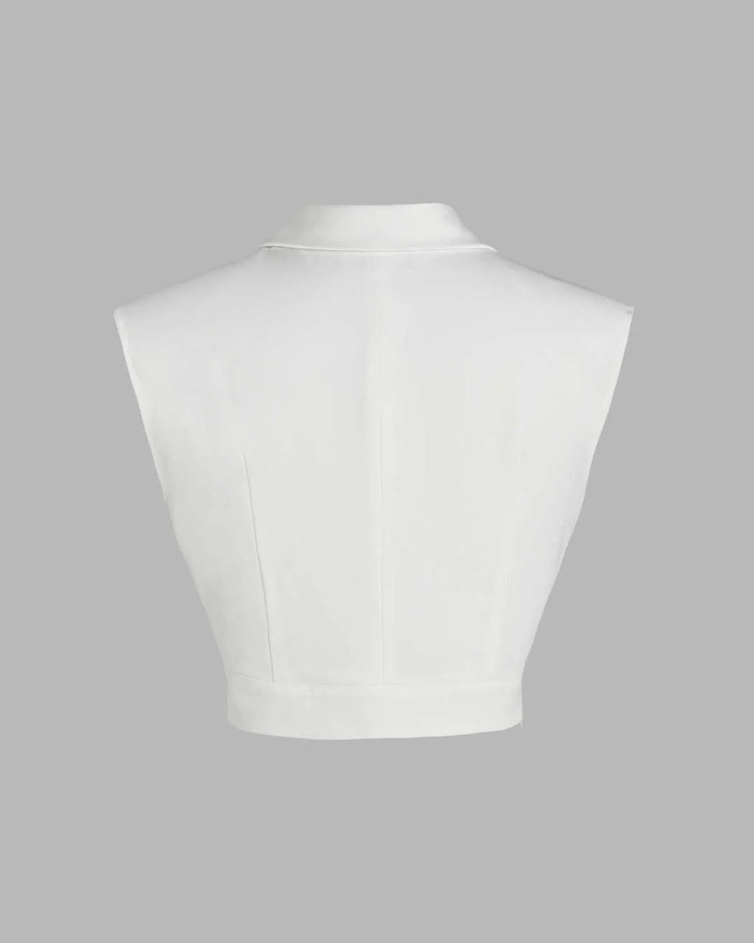 High Waist Pleated Pants With Tailored Vest Style Top In White - Image 4
