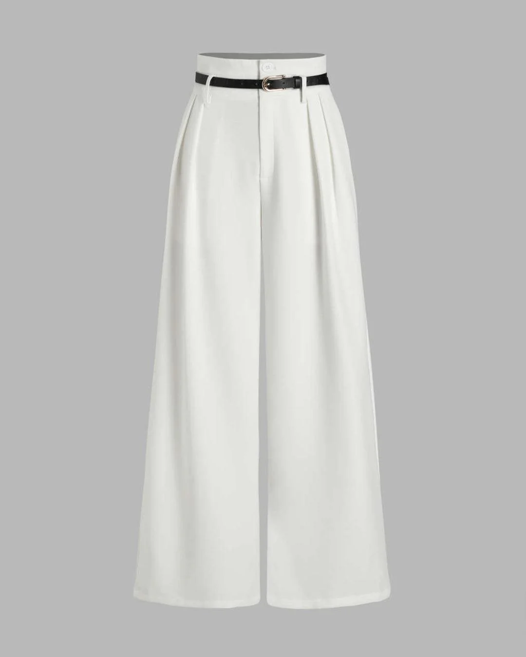 High Waist Pleated Pants With Tailored Vest Style Top In White - Image 5