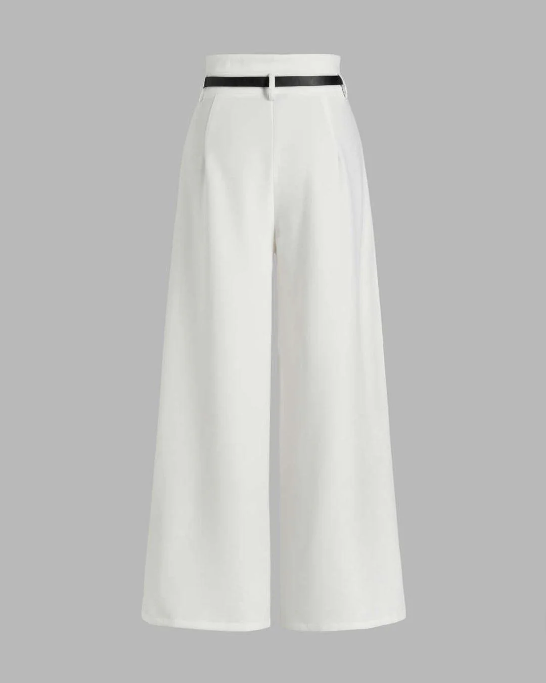 High Waist Pleated Pants With Tailored Vest Style Top In White - Image 6