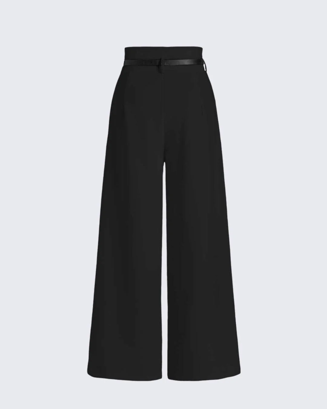 High Waist Pleated Trousers In Black - Image 3