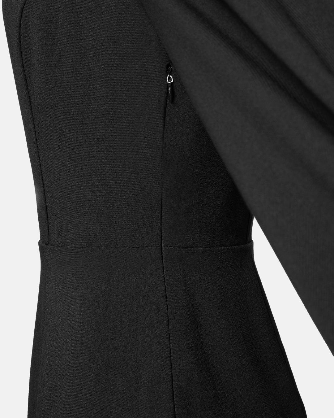 Lantern Sleeve Square Neck Slit Thigh Black Dress - Image 3