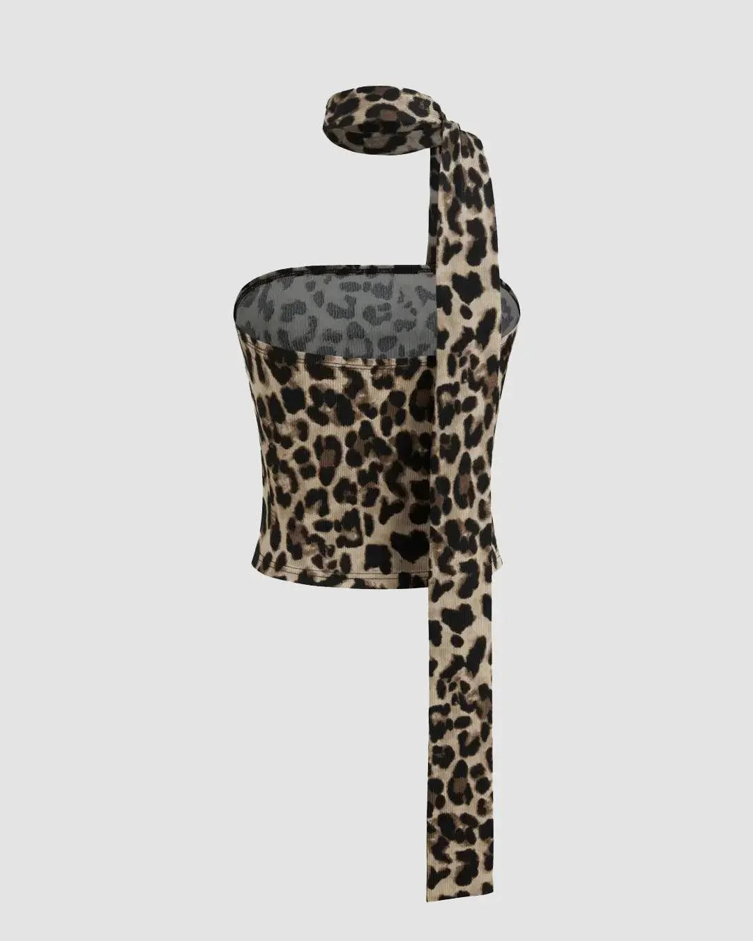 Leopard Print Strapless Fitted Tube Crop Top - Image 3