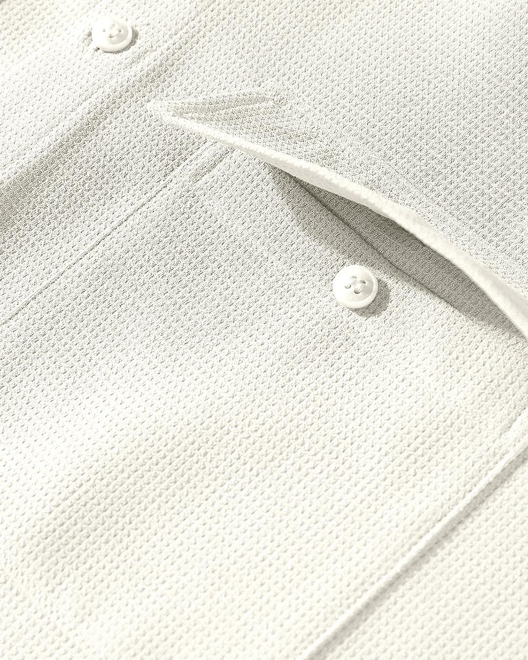 Men Basic Front Flap Pocket Cream Shirt & Drawstring Waist Shorts Set - Image 3