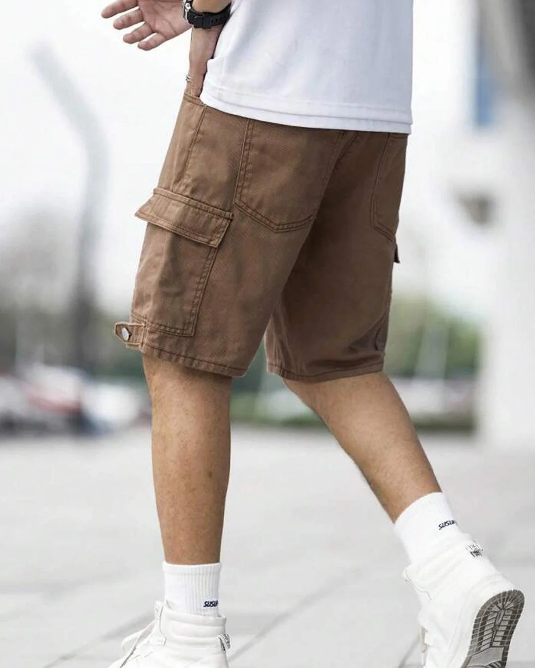 Men Denim Side Pocket Flap Bermuda Jean Shorts - Image 3