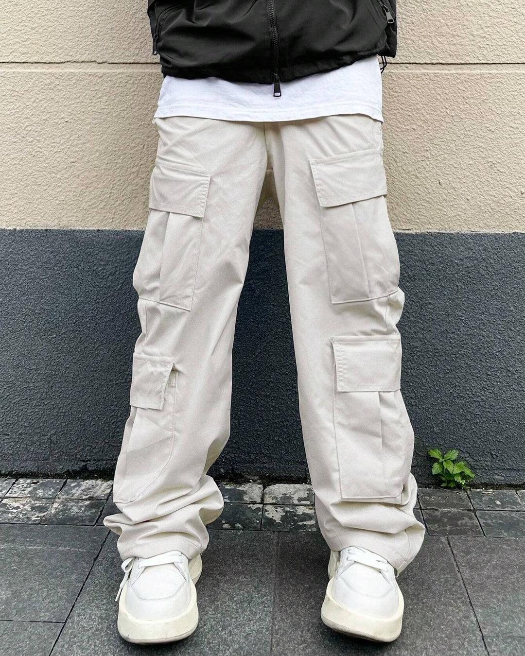 Men Fashion Multi Pocket Casual Breathable Baggy Cargo Pants In Apricot - Image 3