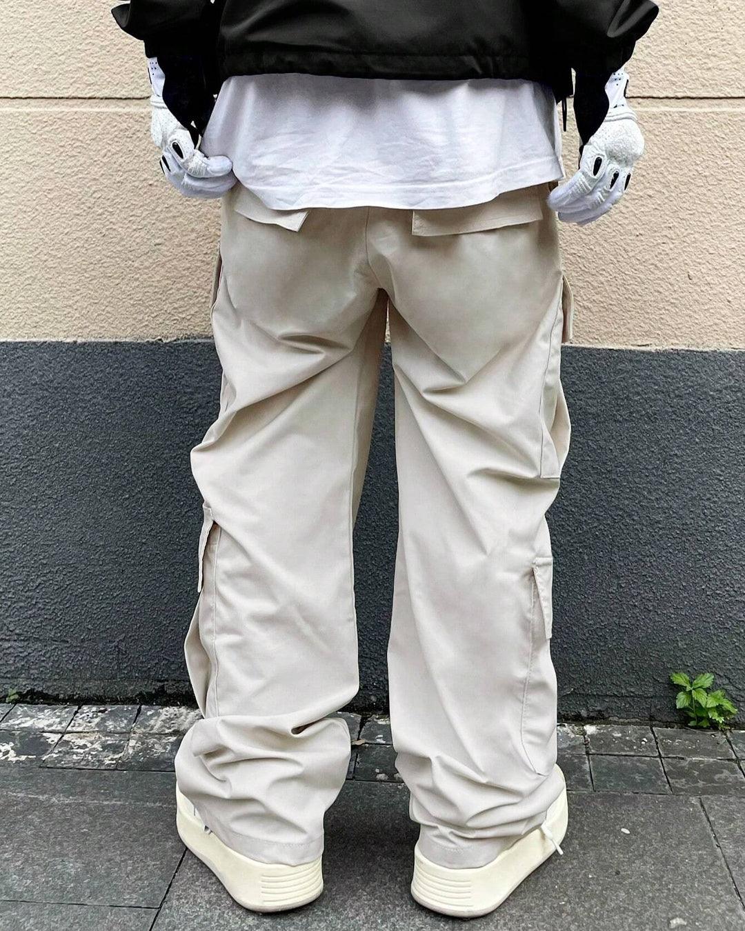 Men Fashion Multi Pocket Casual Breathable Baggy Cargo Pants In Apricot - Image 4