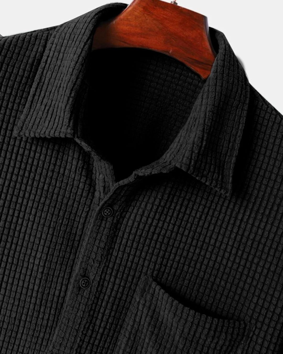 Men Set Of Two : Black Short Sleeve Knit Shirt with Drawstring Pocket  Pant - Image 3