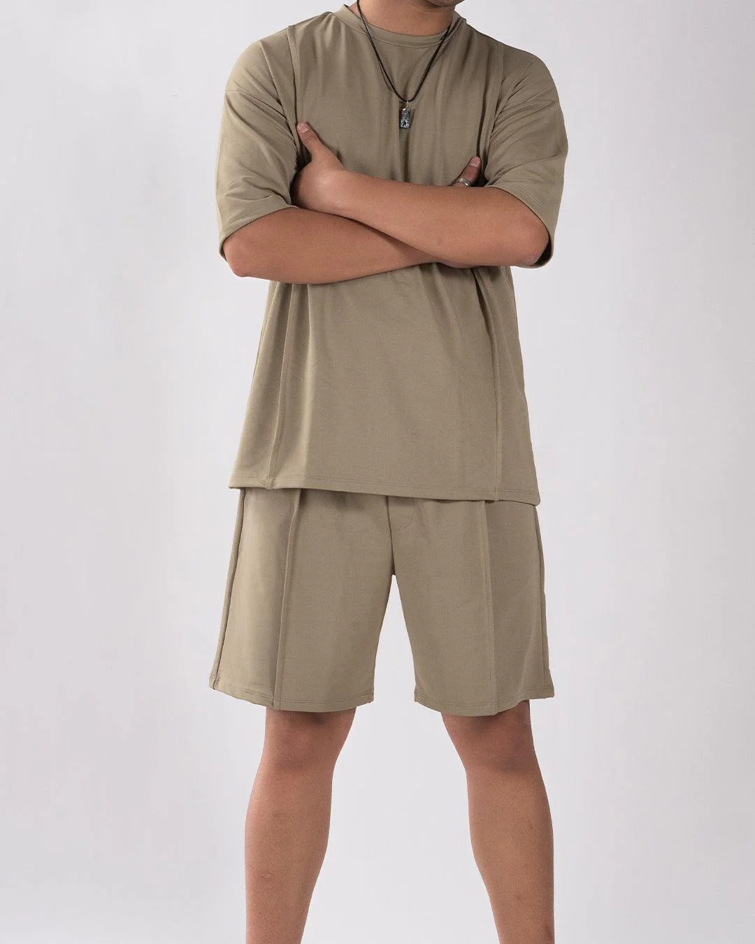 Men Solid Terry Olive Co-Ord Set - Image 3