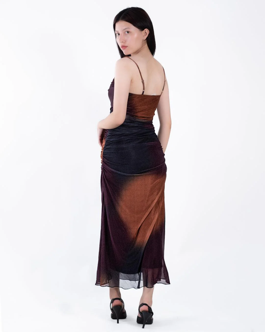 Mesh Ruched Cami Maxi Dress - Image 3