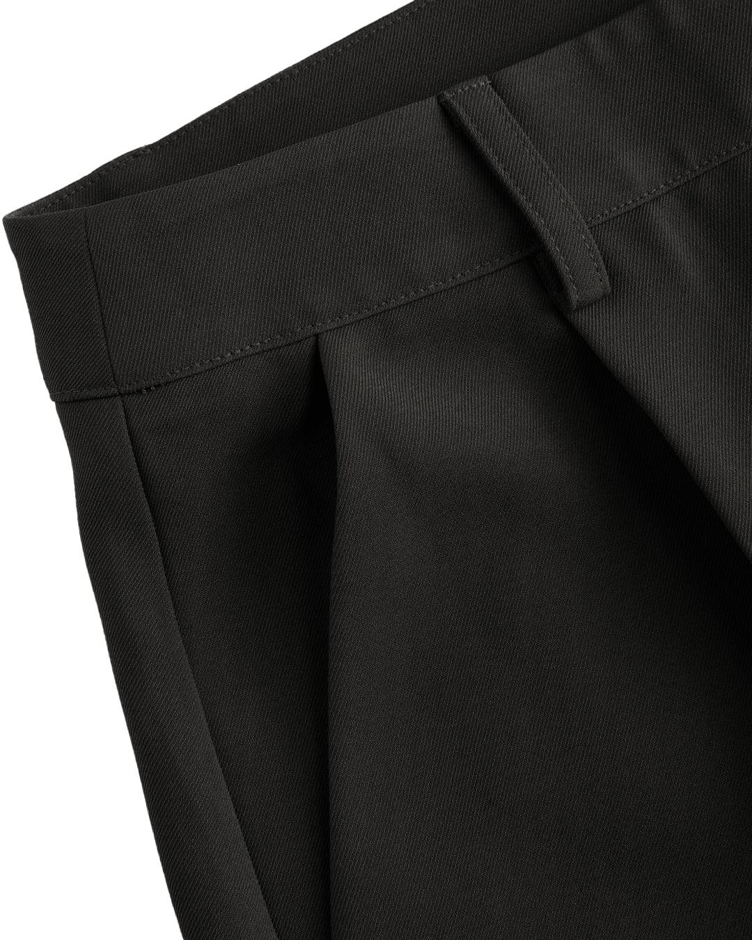 New Nostalgia Pleated Wide Leg Trousers In Black - Image 3