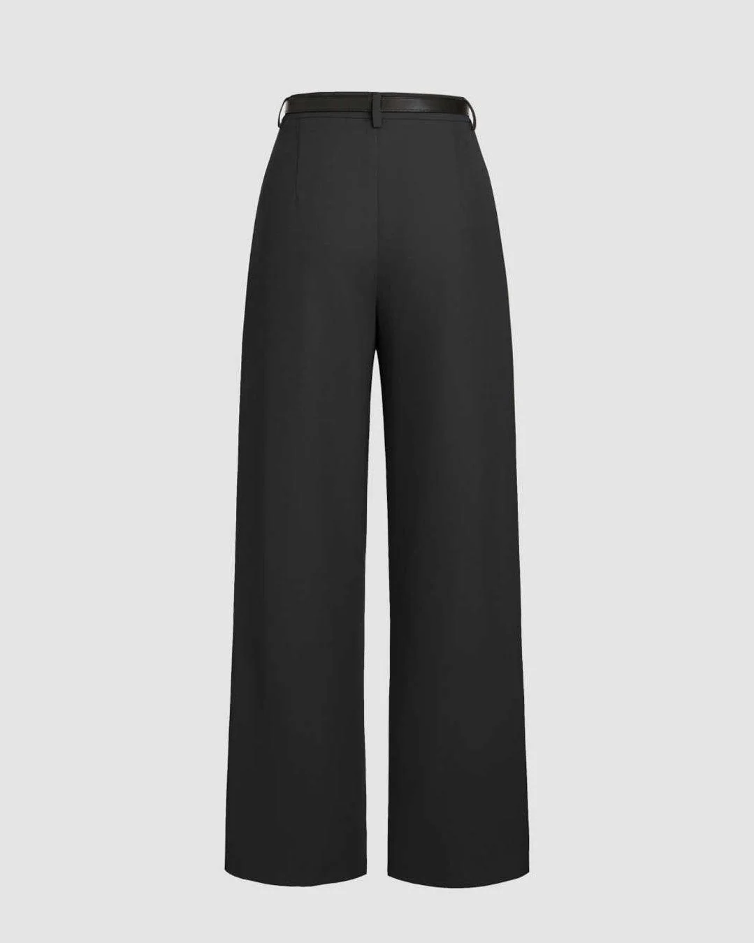 Pleated High Waisted Wide Leg Trousers in Black - Image 3