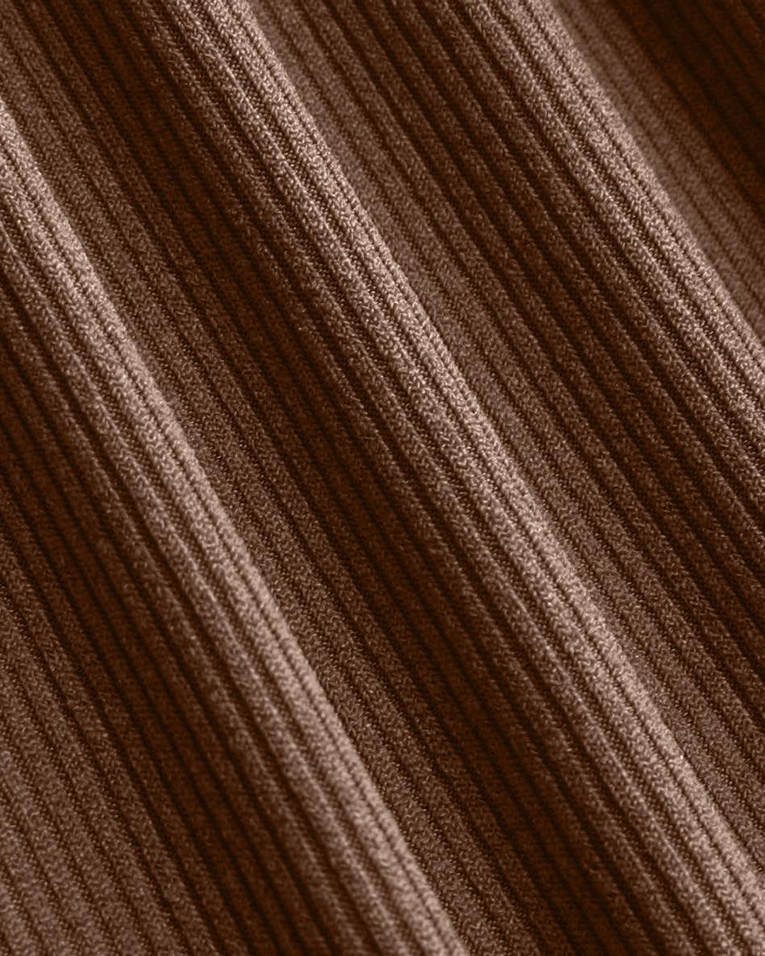 Rib Button Drawstring Midi Dress Brown Curve & Plus - Image 5