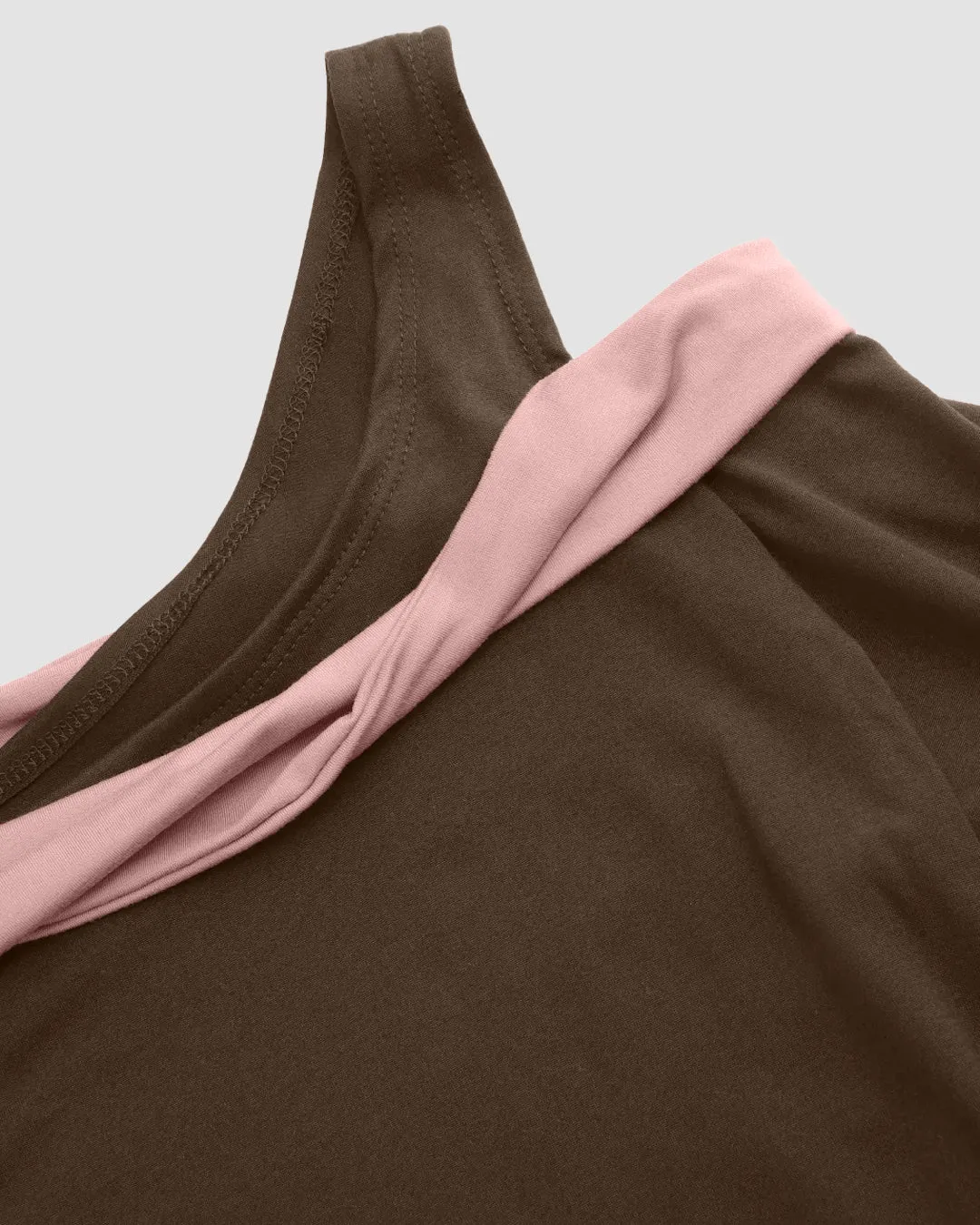 Rose and Brown Color block Off Shoulder Full Sleeve Top - Image 5