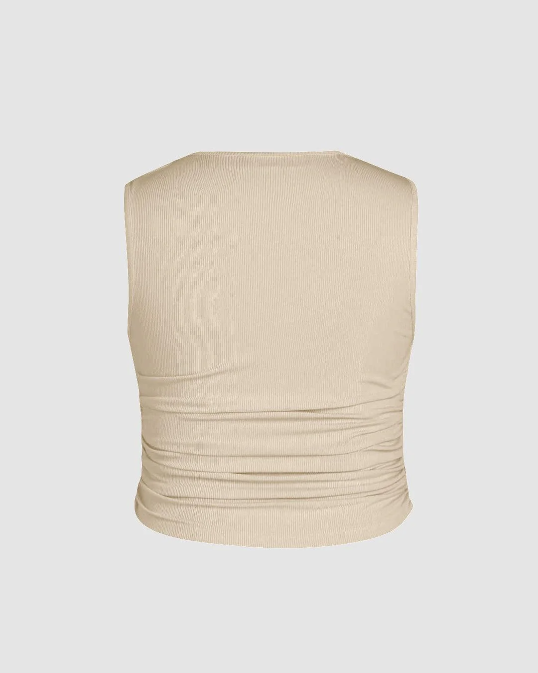Ruched Square Neck Off-White Crop Top Curve & Plus - Image 4