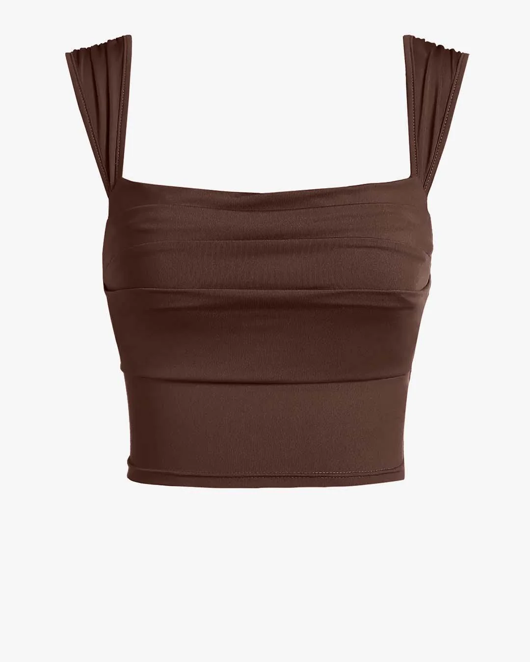 Set Of Two: Crop Top With High Waisted Side Split Skirt In Brown - Image 3
