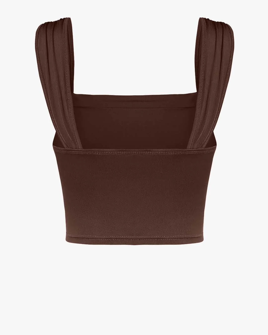 Set Of Two: Crop Top With High Waisted Side Split Skirt In Brown - Image 4