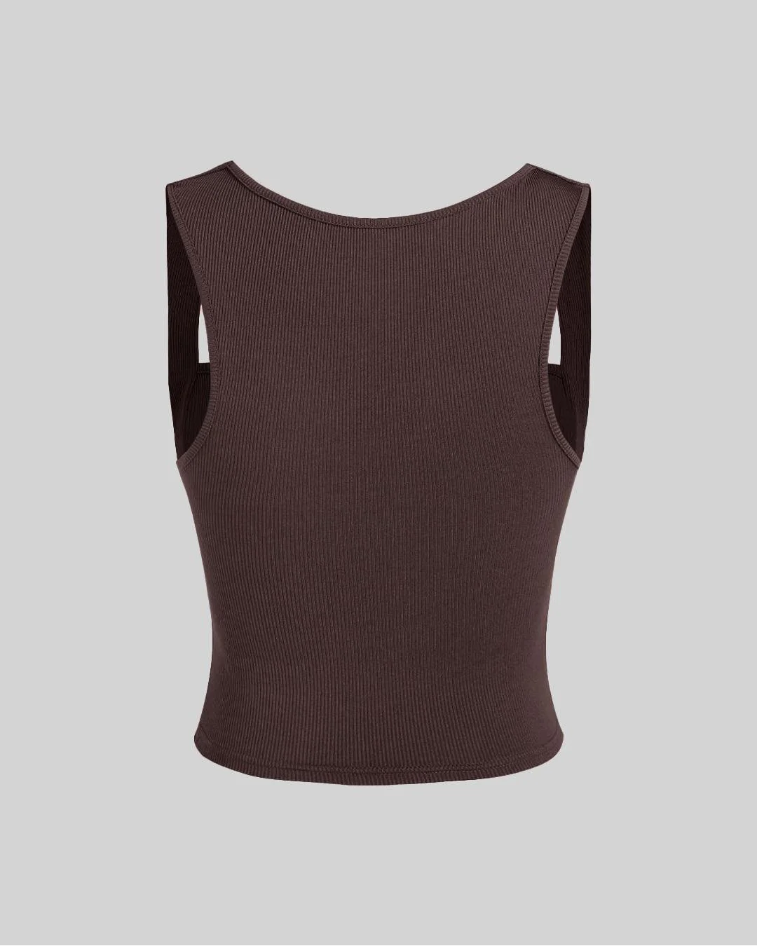 Set Of Two Ruched Square Neck Crop Top With Trouser In Dark Brown - Image 4