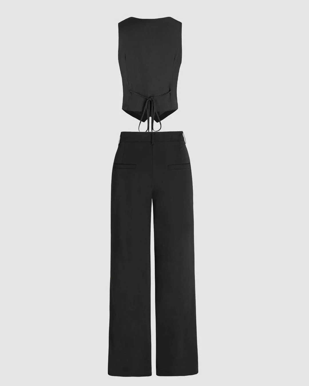 Matching Set of Vest Coat and Tailored Trousers In Black - Image 3