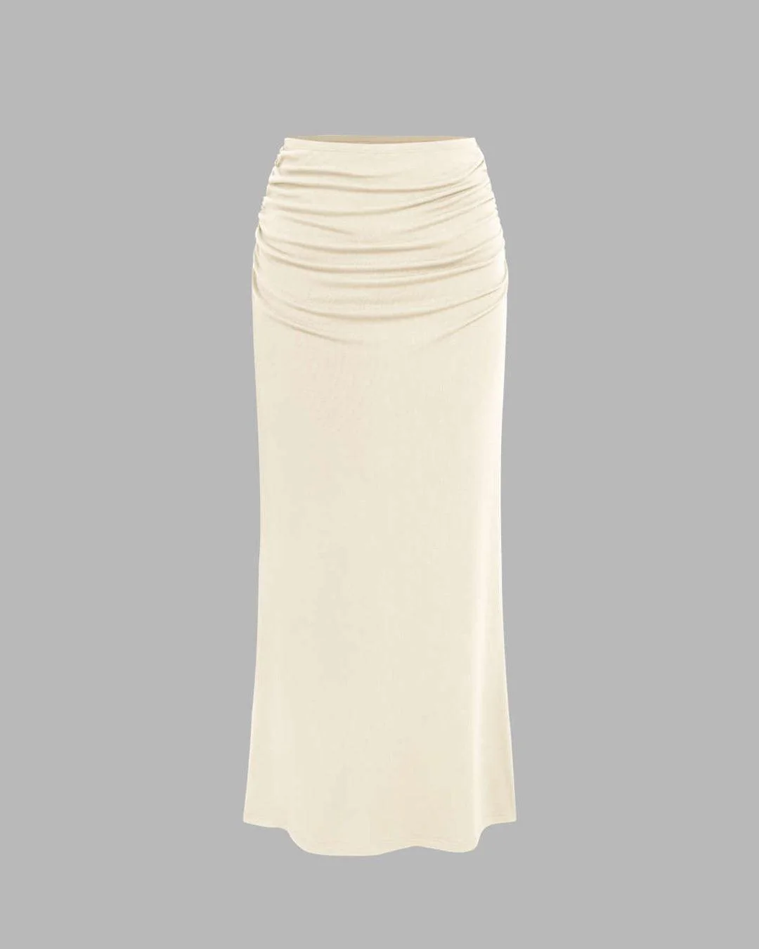 Sleeveless Crop Tank Top & Ruched Maxi Skirt In Off White - Image 5