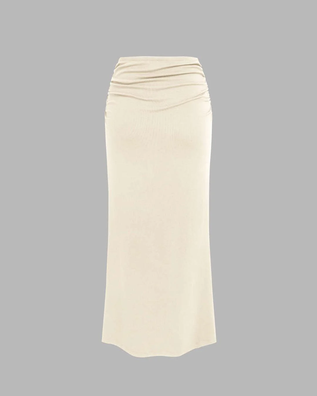 Sleeveless Crop Tank Top & Ruched Maxi Skirt In Off White - Image 6