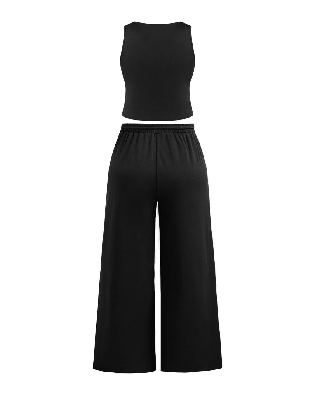Sleeveless Round Neck Top and Drawstring Loose Pant In Black - Image 4