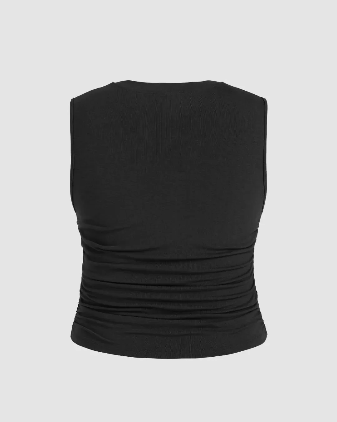 Sleeveless Ruched Black Crop Top Curve & Plus - Image 4