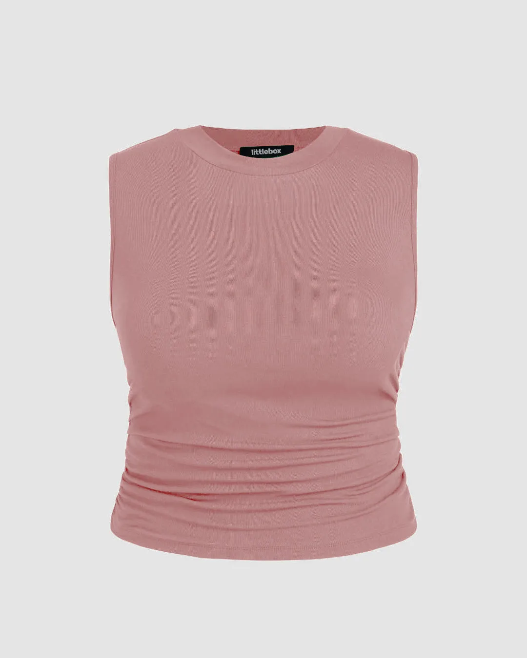 Sleeveless Ruched Pink Crop Top Curve & Plus - Image 3