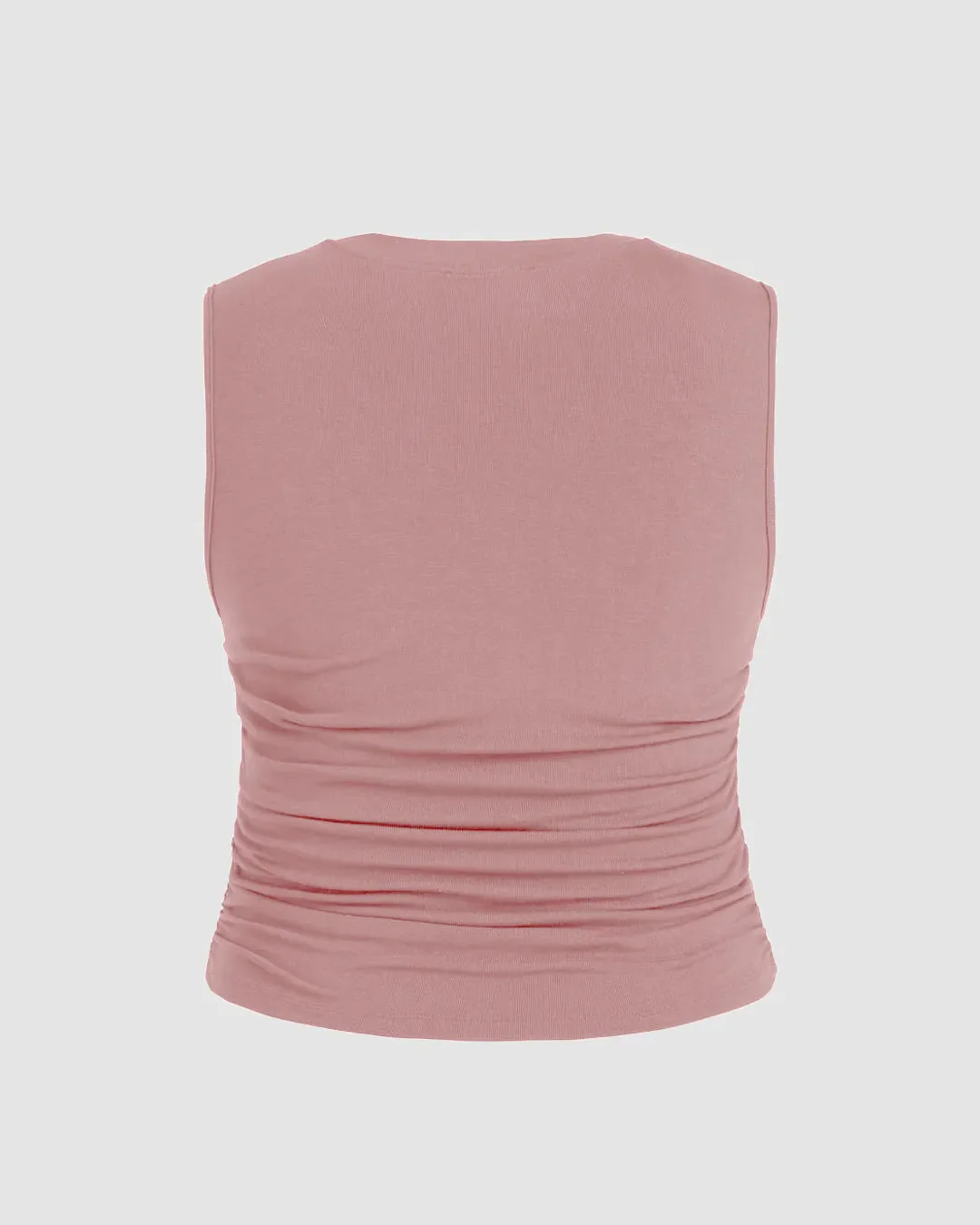 Sleeveless Ruched Pink Crop Top Curve & Plus - Image 4