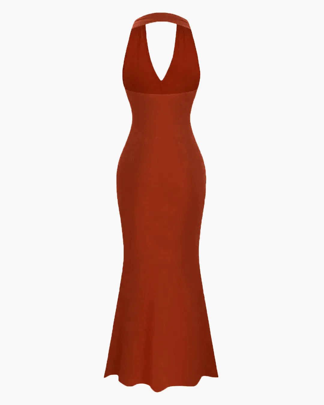 Solid Color Halter Backless Mermaid Dress - Image 4