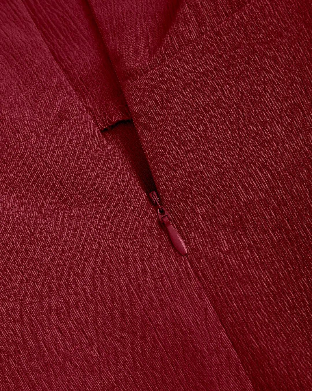 Solid Color Lace Up Backless Cinching Waist Cami Dress In Red - Image 3