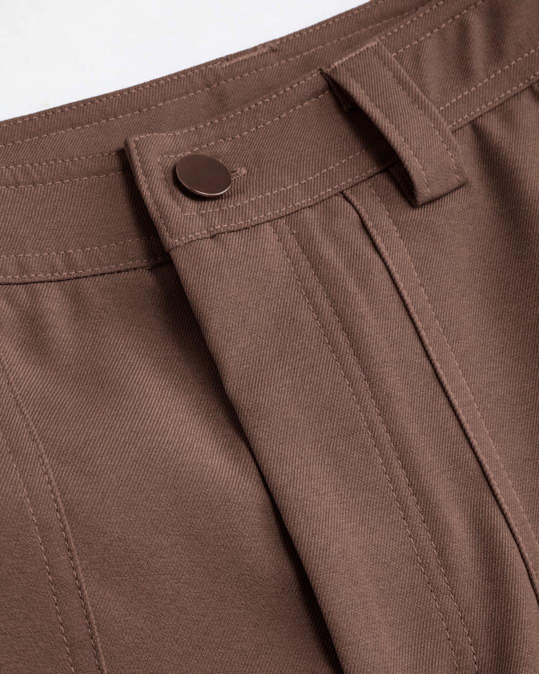 Solid Color Women Y2K Cargos In Brown - Image 3