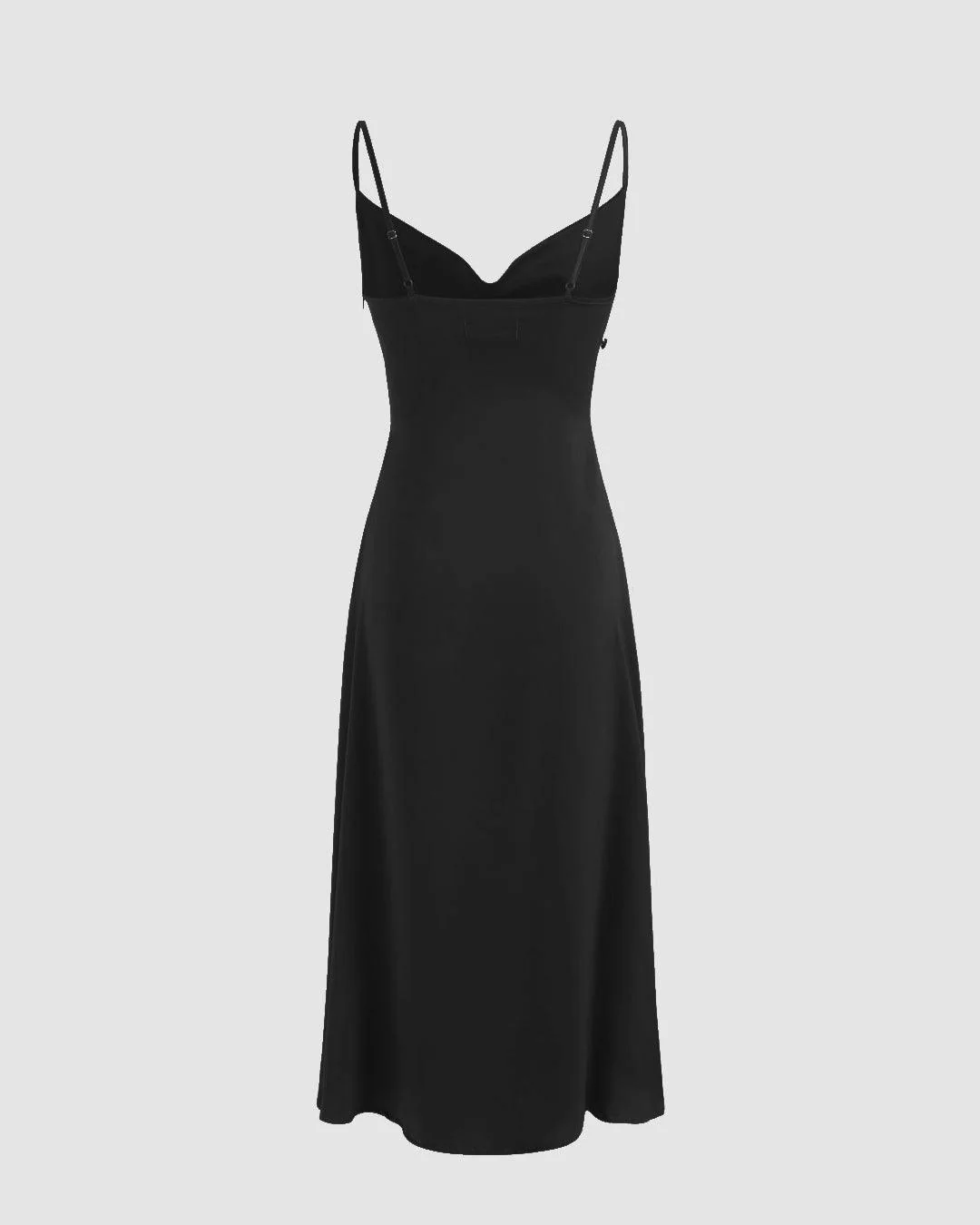 Cowl Neck Slim Fit Midi Dress in Black - Image 3